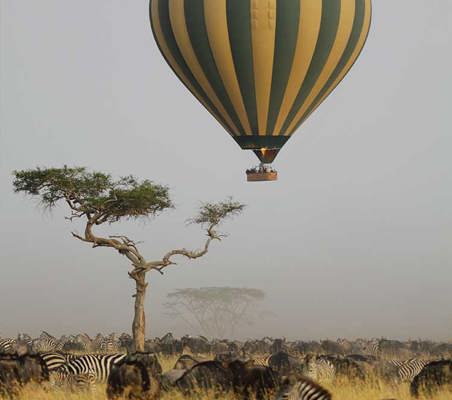 serengeti balloon safari during the migration African safari vacation ©bushtreksafaris